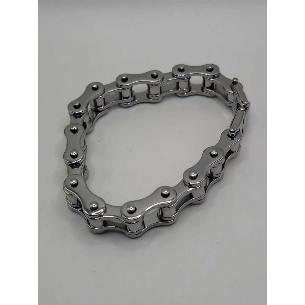 Stainless Steel Bicycle Bike Chain Link Bracelet Silver Tone Biker Industrial